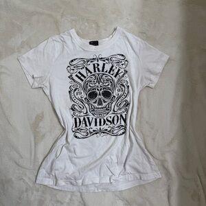 Harley Davidson glittery black skull tee